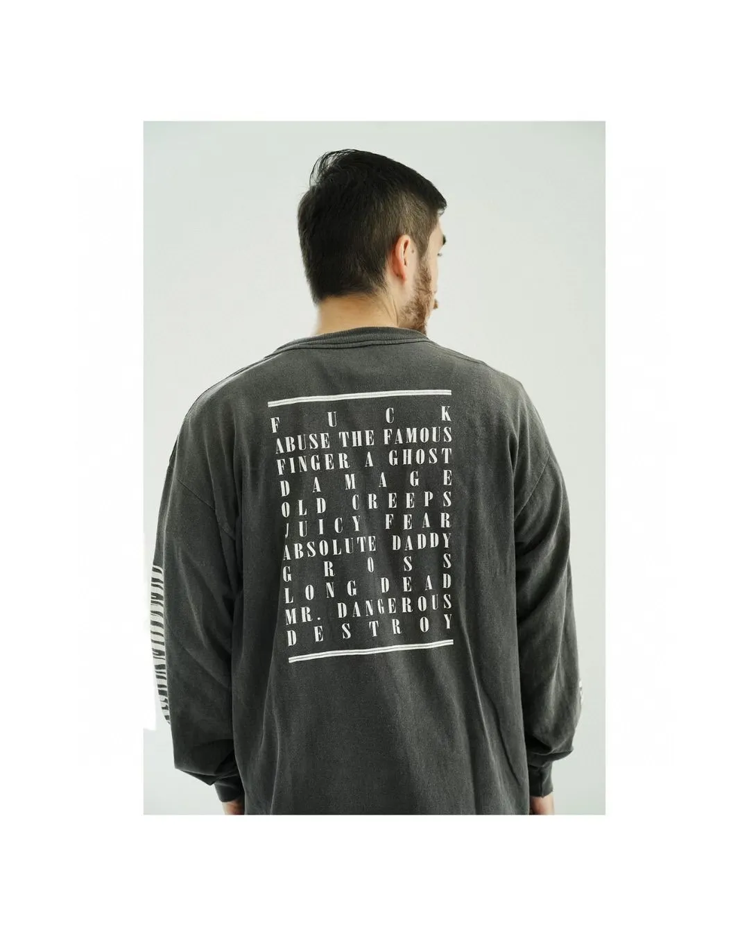 SAINT Mxxxxxx LS TEE/TEMPEST/BLK 'TEMPEST SAINT' Storm Religious Saints Cracked Retro Vulcanized Heavy Wash Long Sleeves Washed Black S-XL Assute Dyeing Multi-bit Horse Fading Craftsmanship Grinding and Hanging Holes Full of Old Feeling Top Printing Craftsmanship Purchasing Level